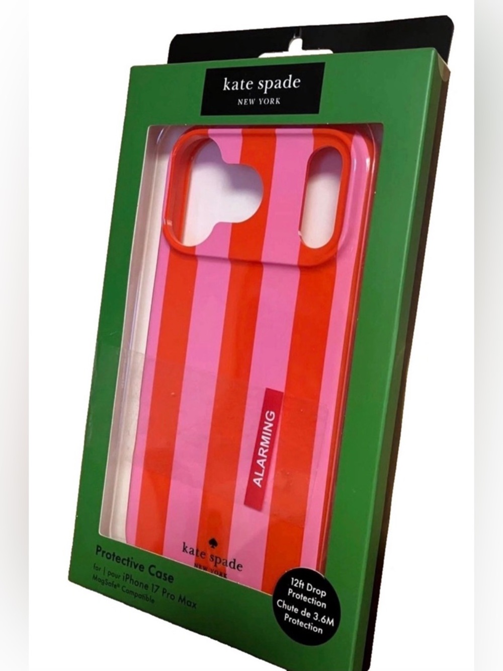 SOLD ‼️ Kate Spade Pink and Red Vertical Stripe iPhone Case